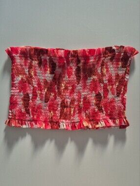 CALLIPYGIAN Strapless Smocked Cropped Tube Top, Size M/L